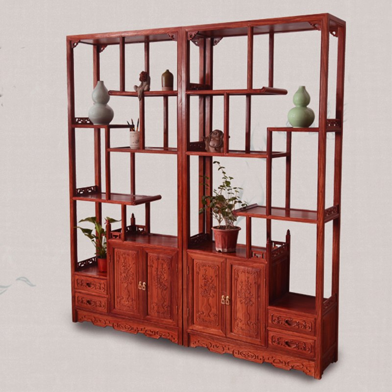 Pleasant Family Tribe Flowers Pear Wood Furniture Ancient Solid Wood Dorpao Chinese Style Bookcase Shelf Shelve Shelf