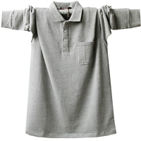 Áo sơ mi cotton cộc tay POLO áo thun nam tay dài trung niên tải mùa xuân và mùa thu mỏng phần rắn màu cỡ lớn áo rộng đáy áo sơ mi polo