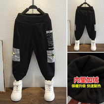 Childrens clothing boys sports pants plus velvet thickened 2021 New Autumn Winter childrens baby Foreign style pants small children tide