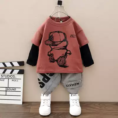 Boys' spring and autumn set 2020 new small children long sleeve two-piece Children's autumn dress gem treasure Net Red fashion