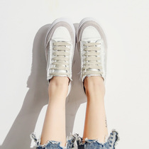 Pine cakes thick bottom Spanish small crowdsourced satin shoes Heightening Casual Breathable Little White Shoes Woman 2022 Summer New