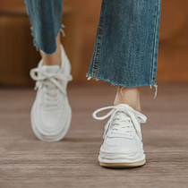 Three-cat uncles dissolved in small white shoes womens thick bottom old daddy shoes ins Chaumen and women with small crowdsourced original shoes genuine leather casual sneakers