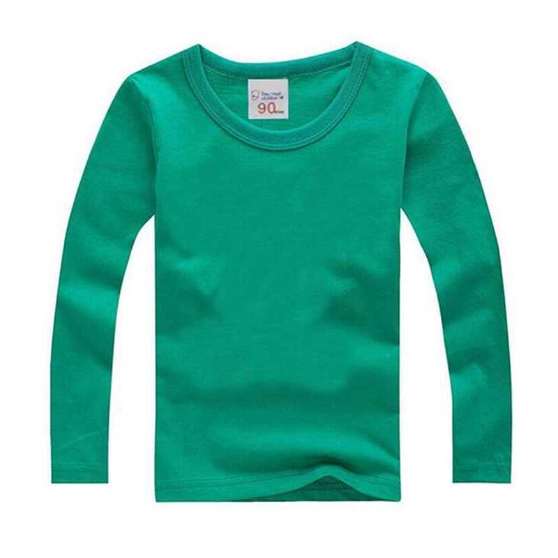 Tùy chỉnh cá nhân trẻ em lớn mùa thu trẻ em áo thun dài tay cổ tròn cotton màu rắn đáy quần áo trẻ em lớp học