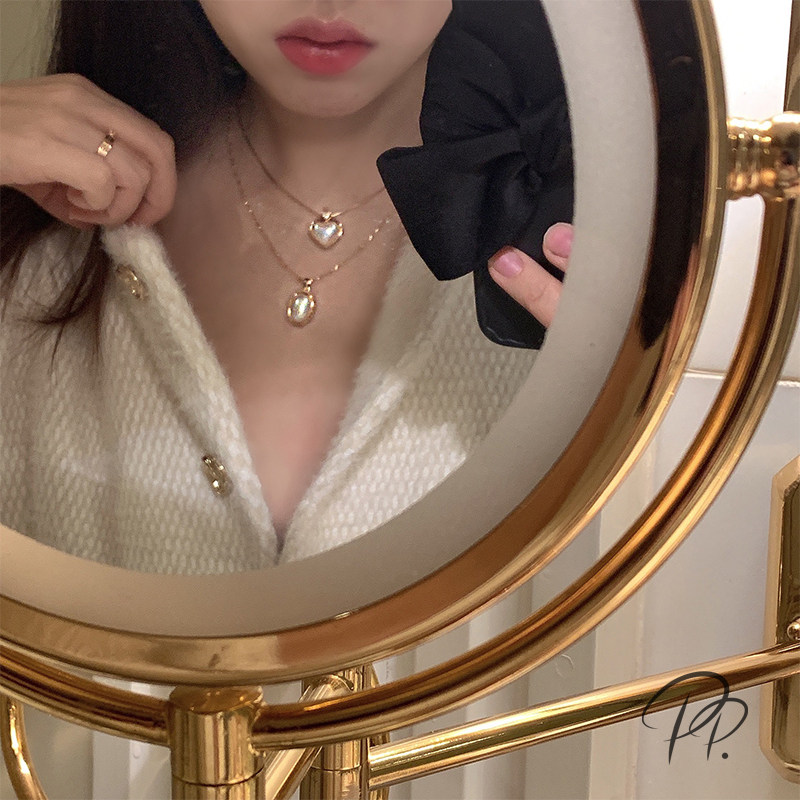 PP ornament retro pearl multilayer necklace woman light lavish crowdpendant necklace with delicate minimalist temperament collarbone chain