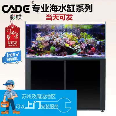 Color butterfly color flounder glass fish tank sea water bottom filter tank aquarium Sea tank coral tank living room 6090120150 sea tank