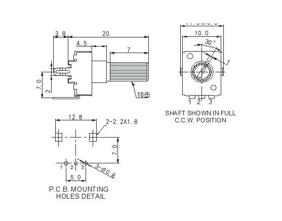 chiết áp 0932 chiết áp có thể điều chỉnh sức cản điều chỉnh tốc độ dọc 5K 10K 50 100K 3 chân dài tay cầm RV09 5 chân núm vặn triết áp triết áp công tắc