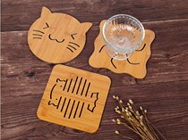 Bamboo thickened bowl pad coaster Casserole pad non-slip hollow design Plum orchid bamboo chrysanthemum animal hundred states