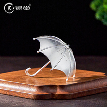 Guiyintang 999 sterling silver tea drain pure handmade creative new umbrella high-end tea set filter silver tea filter