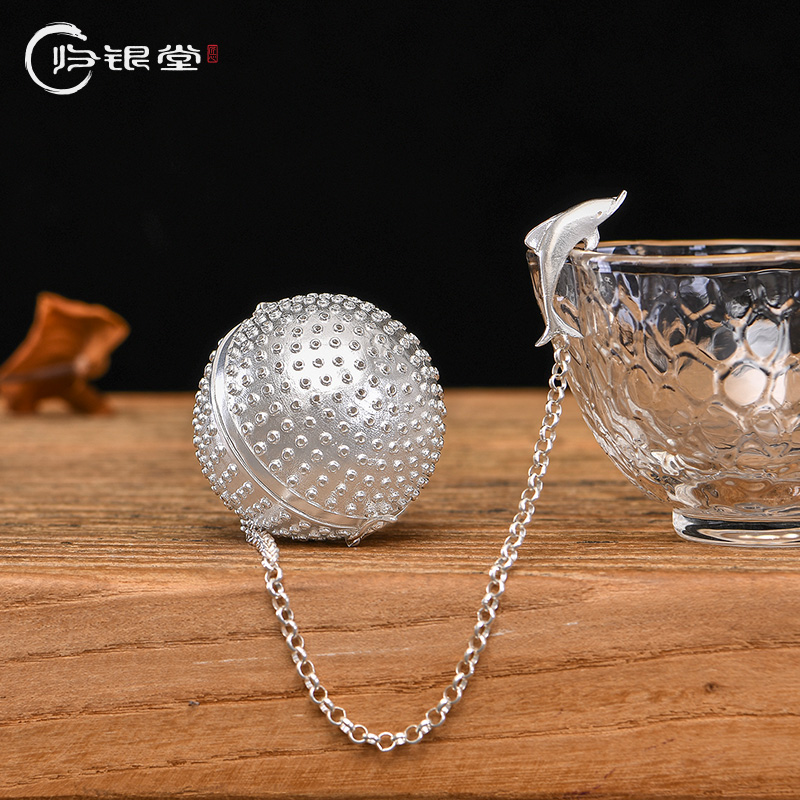 Guiyintang sterling silver 999 tea bubble creative dolphin tea ball tea leak teapot filter tea set accessories silver tea filter