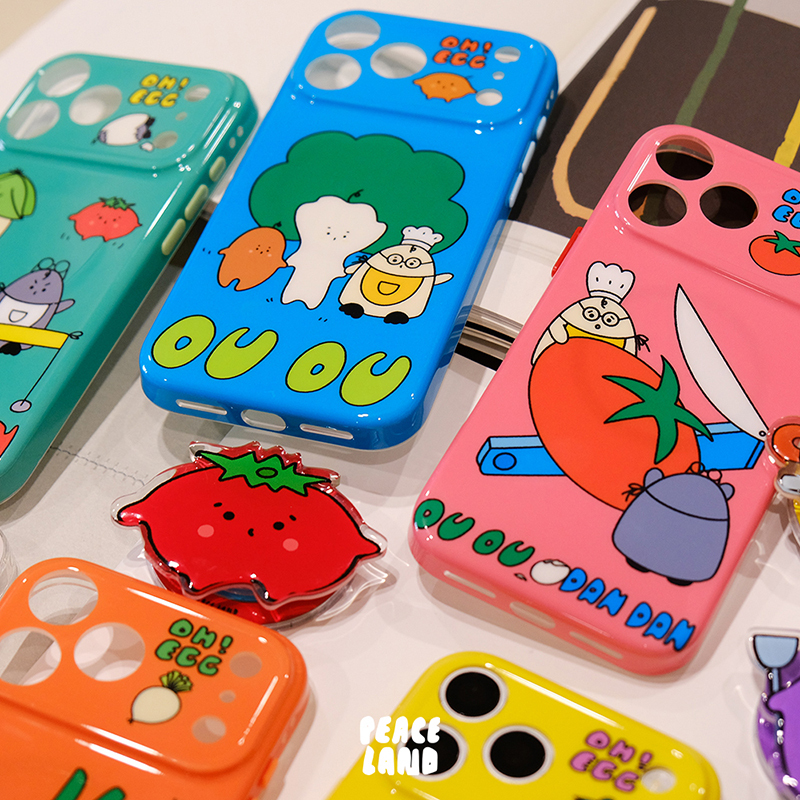Peace Land Original Ip Oh!Egg Egg Brothers Vegetable Team Colorful Phone Case