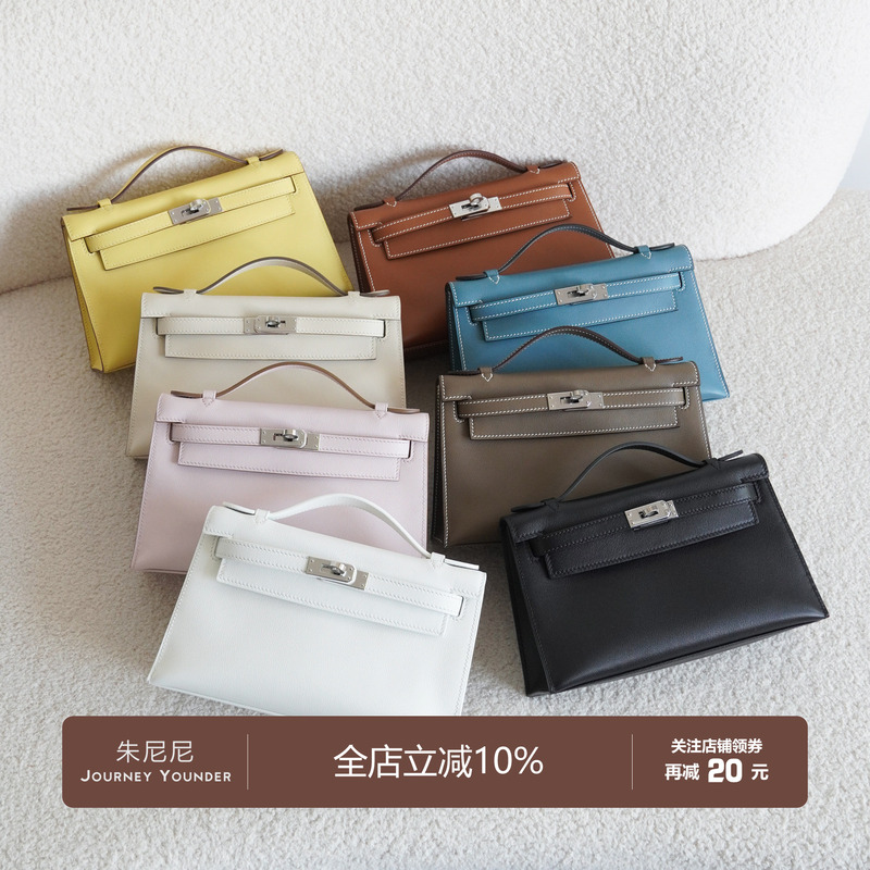 Junini Journeyy Swift Cowhide Wax Thread Hand-Stitched Mini First-Generation Kelly Bag Evening Bag Handbag for Women Junini Journeyy Swift Cowhide Wax Thread Hand-Stitched Mini First-Generation Kelly Bag Evening Bag Handbag for Women