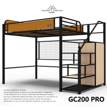 Iron Art Overhead Bed Lower Table Wardrobe Provincial Space Duplex Small Family Apartment Loft Second Floor Single Upper Floor Brief Bed Frame