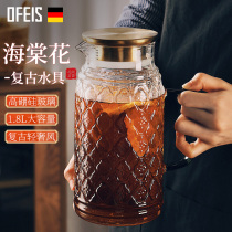 Ouffiths Retro Sea Beginner Flower Glass Cold Kettle Water Cup Suit Home High Face High Temperature Resistant Large Capacity Kettle