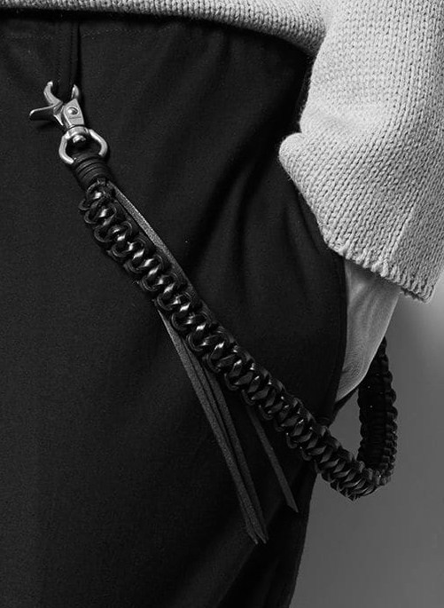 YOJI OOAK LEATHER WALLET CHAIN кожаный пояс красный в клеточку ткать Дракона змея с застежкой Обновлять брелок 