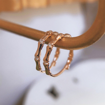 18K Gold Natural Diamond Bamboo Festival Earrings Earrings Earrings Snap Rose Gold Gold AU750 Color Gold Earrings Fashion Trends