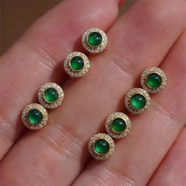 Emerald Ear Nail Zhengyang Green Earrings Ice Green 18k Gold Inlaid Natural Diamond Ice Seed Egg Face Ear Decoration Small Advanced