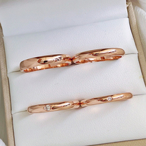 18K gold aperture ring couple diamonds for ring male ring female ring little fresh rose gold AU750 real drill