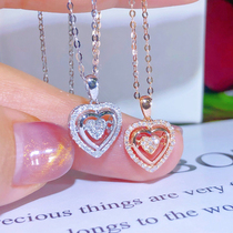 18K white gold rose gold inlaid with natural diamond heart-shaped pendant necklace lock bone chain k gold real drill to send girlfriend