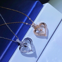 White 18K Gold Heart-shaped Diamond Necklace Group Inlaid With Peach Heart Pendant Loving Lock Bone Chain Color Gold Rose Gold AU750 Gift