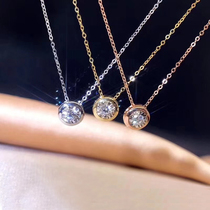 18K Gold Rose Gold Natural Diamond Bubble Necklace 5 points 10 Gold AU750 Single Diamond Girl Brief About Little Fresh