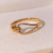 18K rose gold natural diamond ring lover knots ring womens colorful gold group inlaid fashion 100 hitch the European and American ins wind