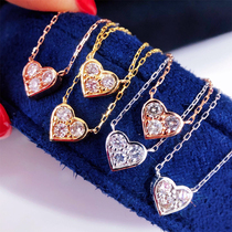 18K Rose Gold Platinum Gold Diamond Small Loving Pendant Necklace Lock Bone Chain Woman AU750 Mini little fresh