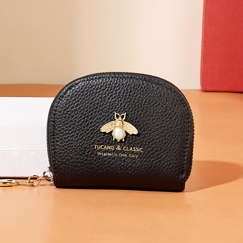 Peck Wood Wallet Woman 2022 New Leather Clip Lovers Genuine Leather Card Bag Men's Laced Card Bag Multi-Position Zero Money Bag