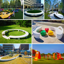 Stainless steel bench sculpture fiberglass bench mall seat square tree pool custom outdoor creative park ornaments