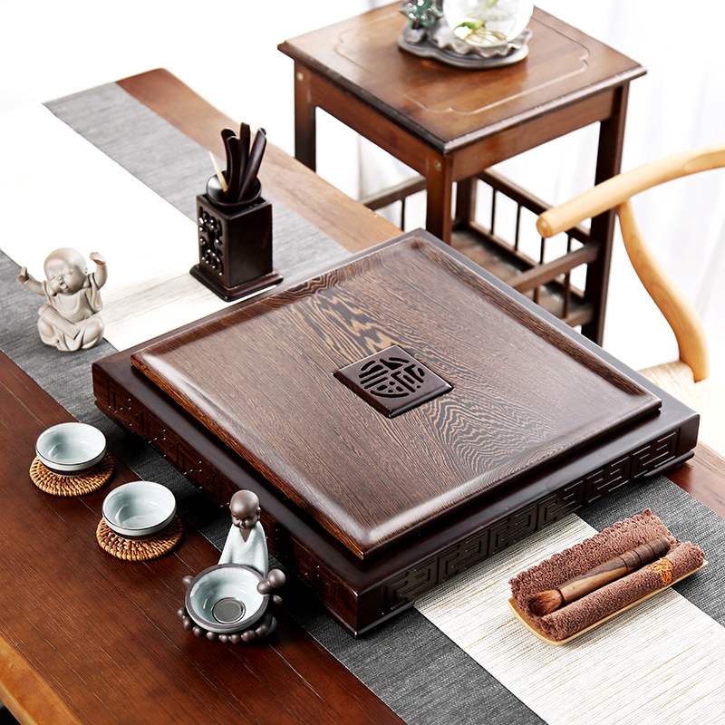 A friend is A complete set of wenge kung fu tea tray ceramic tea set suit contracted solid wood tea tray table elder brother your up tea tea