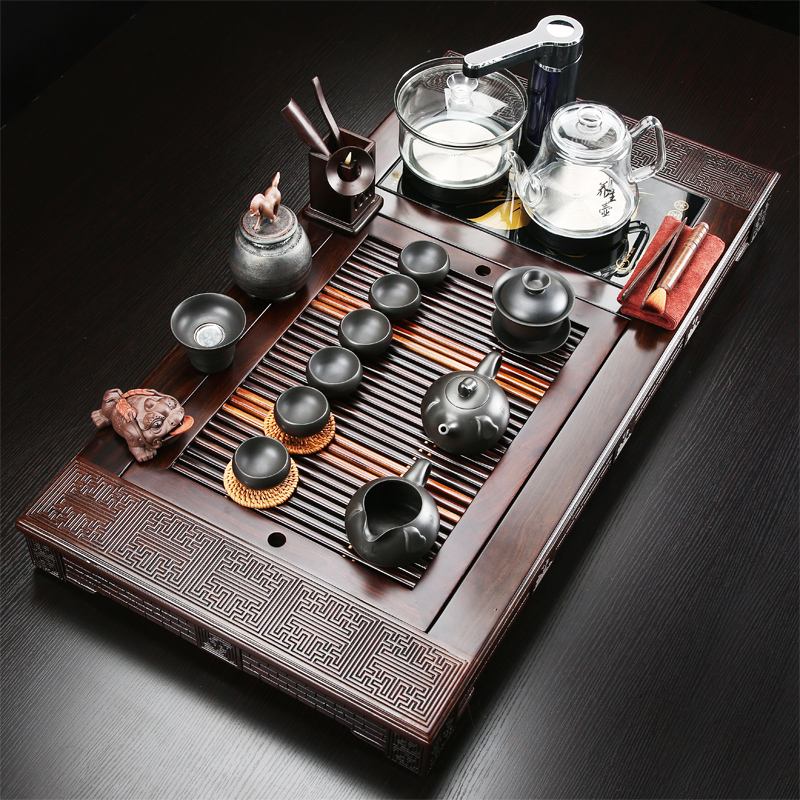 Solid wood tea tray tea set suit black sandal wood tea tray tea table home office of a complete set of violet arenaceous kung fu tea set