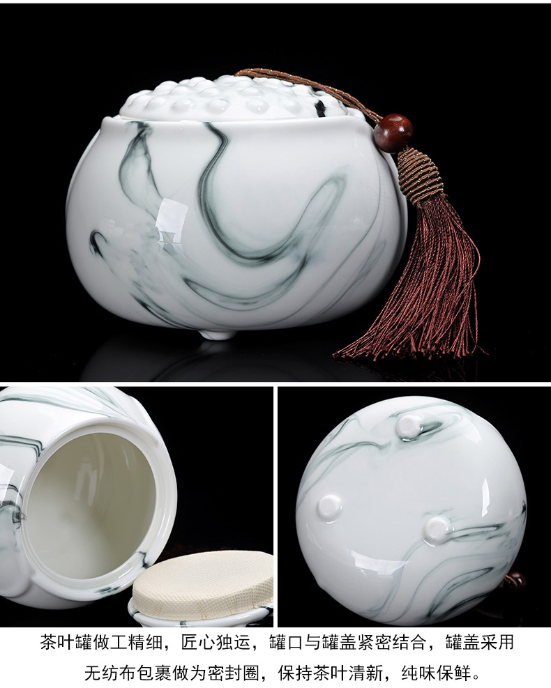 A complete set of ceramic kung fu tea set suits for Chinese style household hand - made teapot teacup tureen tea caddy fixings ink wind