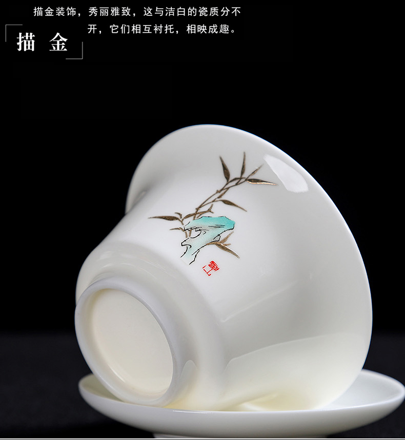 Friend is ceramic kung fu tea tureen three to cover cup tea bowl of tea in teapots dehua white porcelain white in China