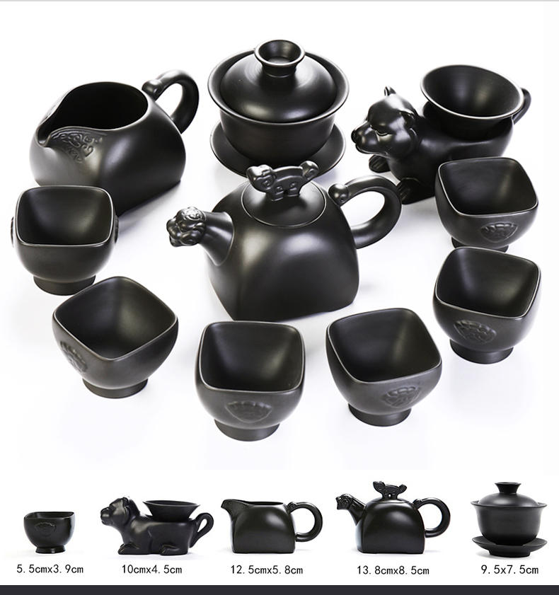 Tea set suits for domestic violet arenaceous kung fu Tea set of a complete set of contracted automatic ebony wood sharply stone Tea tray of Tea table