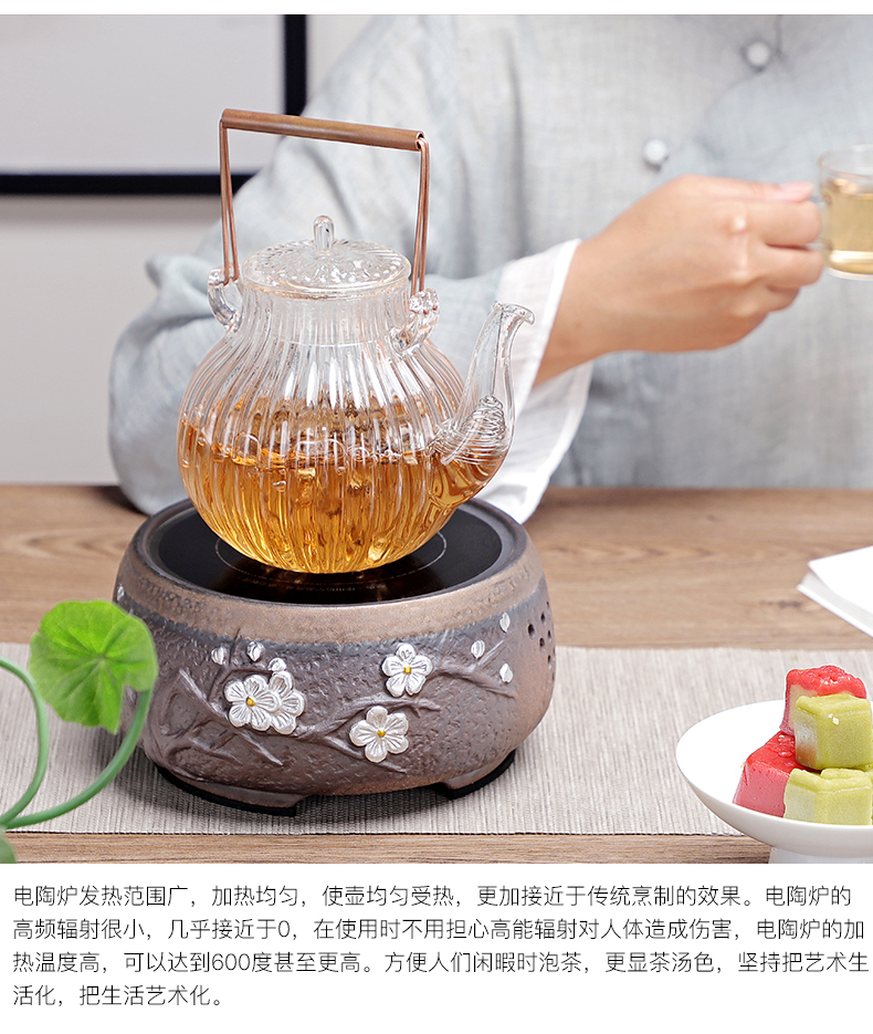 Friend is boiled tea machine electricity TaoLu heat - resistant glass tea set suits for steaming iron pot pot of a complete set of household kung fu tea set