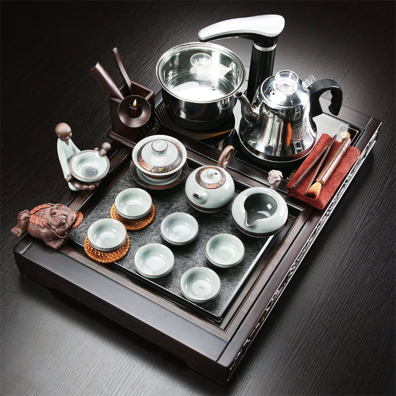 Tea Tea tray was home sitting room of a complete set of violet arenaceous kung fu Tea kettle ebony wood sharply stone Tea tray package