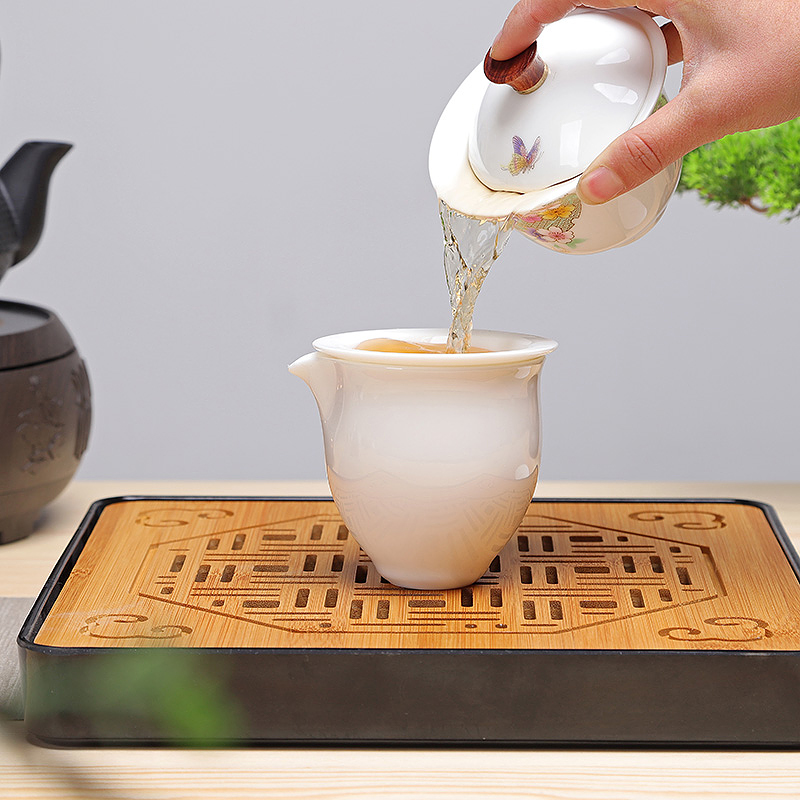 Friend is ceramic kung fu tea tureen three to cover cup tea bowl of tea in teapots dehua white porcelain white in China