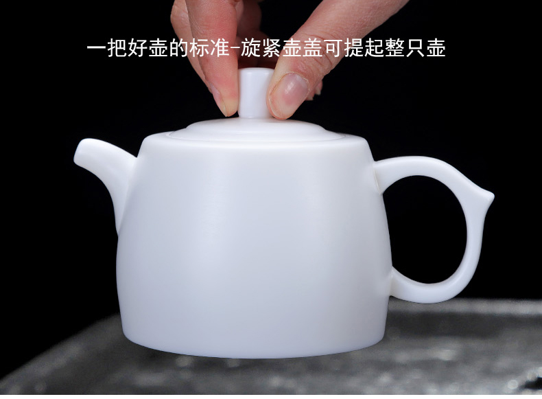 Friends commercial turn white porcelain tea pot of household ceramic tea set large manual suet white jade porcelain teapot China