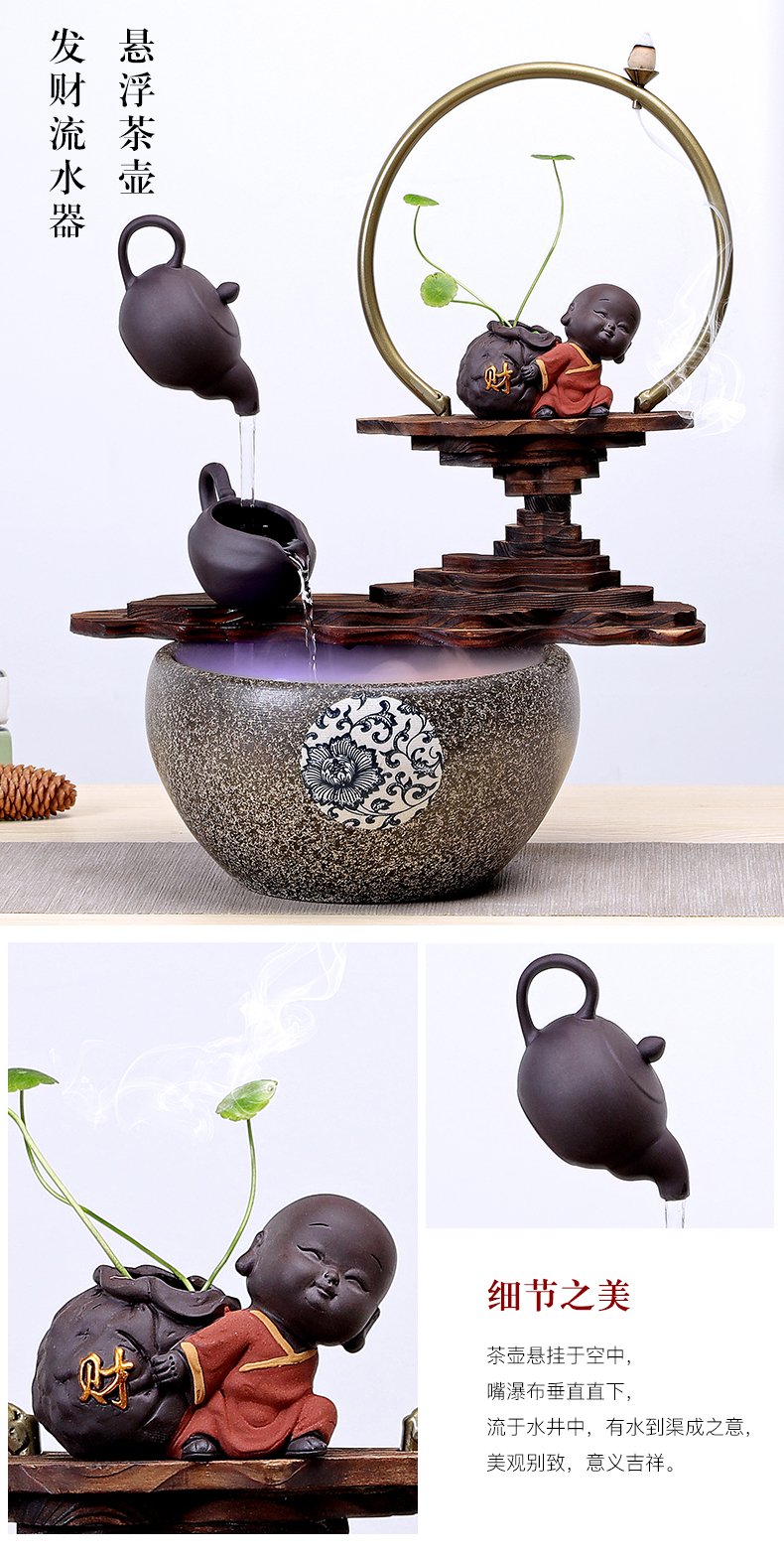 Creative humidifier water fountains in plutus feng shui living room office ceramic household crafts are opening gifts