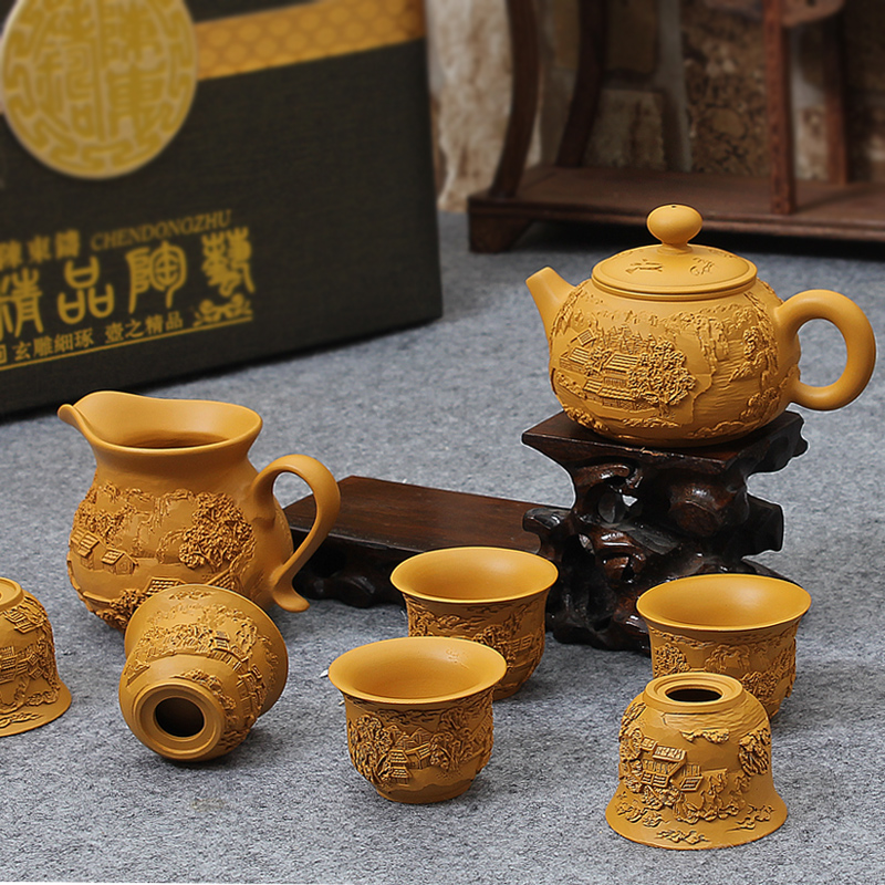 Friend is yixing purple sand tea set kung fu tea set 8 times the teapot tea cups