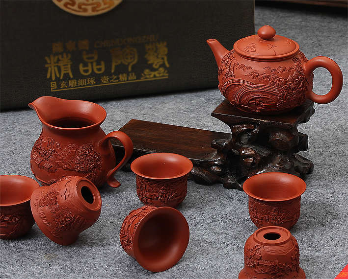 Friend is yixing purple sand tea set kung fu tea set 8 times the teapot tea cups