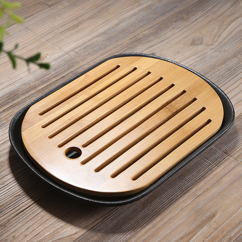 Friend is kung fu ceramic small bamboo tea tray was long tray was saving water round, square, Japanese contracted dry tea tea table