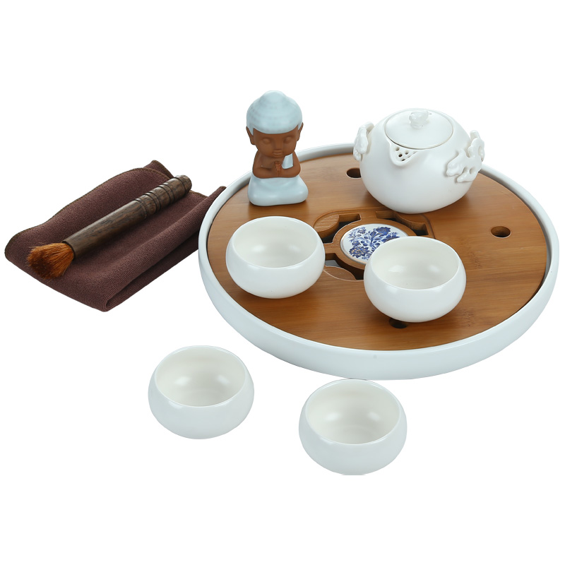 Friend is ceramic tea set bamboo circular dry ground Japanese kunfu tea mercifully with supporting a complete set of portable travel