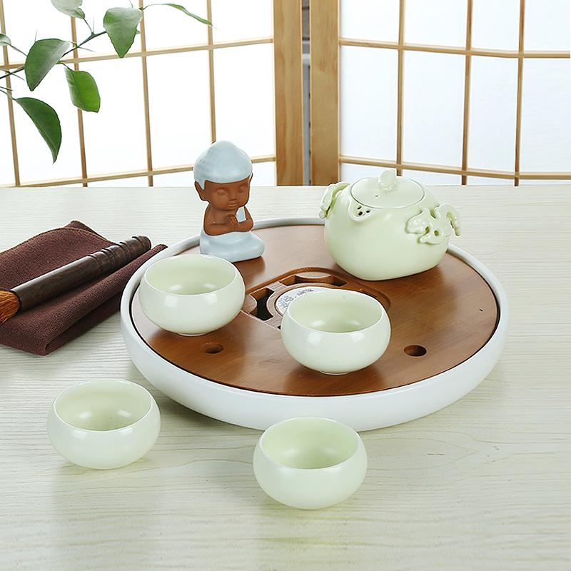 Friend is ceramic tea set bamboo circular dry ground Japanese kunfu tea mercifully with supporting a complete set of portable travel