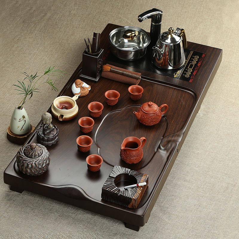 Tea tray of a complete set of Tea service suit household manual violet arenaceous kung fu Tea set the whole piece of mahogany ebony Tea tray Tea table