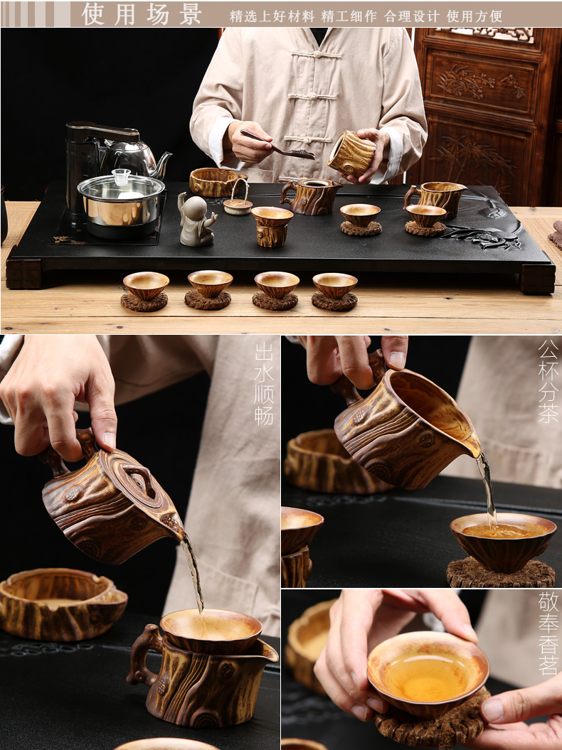 Friend is ceramic tea set home four unity sharply stone automatic water electric magnetic furnace one tea tray