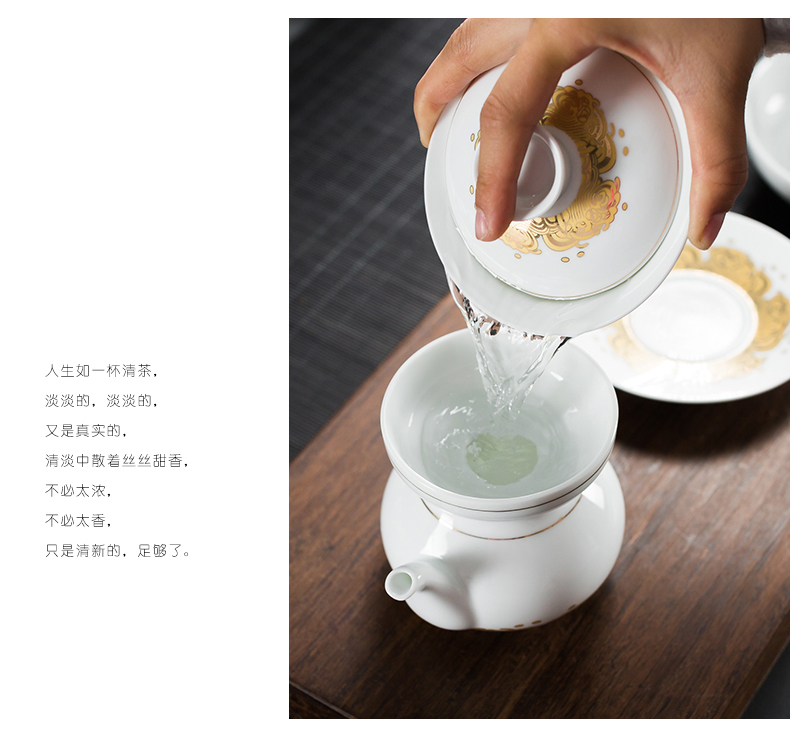 Friend is blue and white porcelain tea set kung fu tea set ceramic teapot tureen side of a complete set of domestic cup suits for