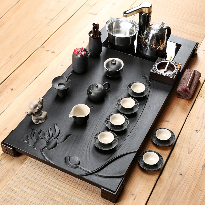 Friend is ceramic tea set home four unity sharply stone automatic water electric magnetic furnace one tea tray