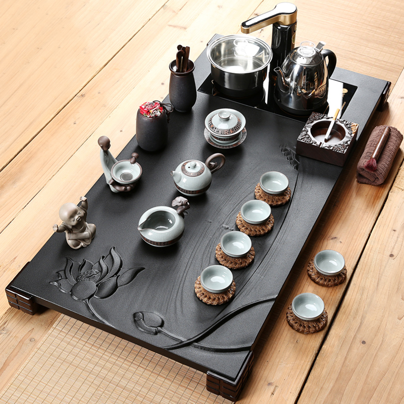 Friend is ceramic tea set home four unity sharply stone automatic water electric magnetic furnace one tea tray