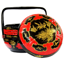 Yongchun lacquer basket folk handicraft hand-painted flower bird picture large lacquer bamboo choreography wedding ornament basket burning incense basket bye-bye basket