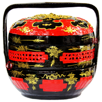 Spot Yongchun lacquer basket Solid Longfeng pure handmade bamboo woven with large lacquer wedding and burning incense basket Bye-bye basket folk lacquer art